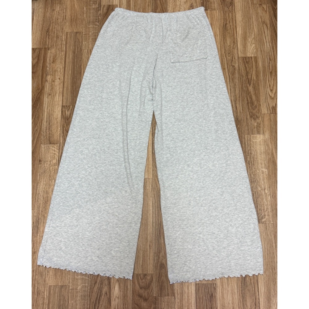 Garage Womens Gray Pointelle Knit Wide Leg Lounge Pants Lettuce Hem Small - Picture 6 of 6